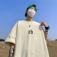 抖音得物二开现货供应220克夏装重磅美式高街宽松短袖t恤MT77，男装T恤，电商A486-1