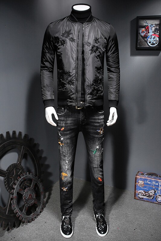 7133冬季新款加厚蚕丝棉服刺绣休闲保暖棉衣,男装棉衣,钱塘2010-1