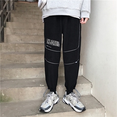嘻哈裤子卫裤反光拼接灯芯绒抽绳运动裤宽松束脚工装裤K1269-P40，男装休闲裤，星座512-4