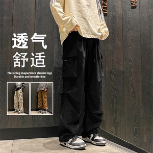 时尚机能港风直筒工装裤男士秋款百搭阔腿裤休闲长裤K211-特批-38图片