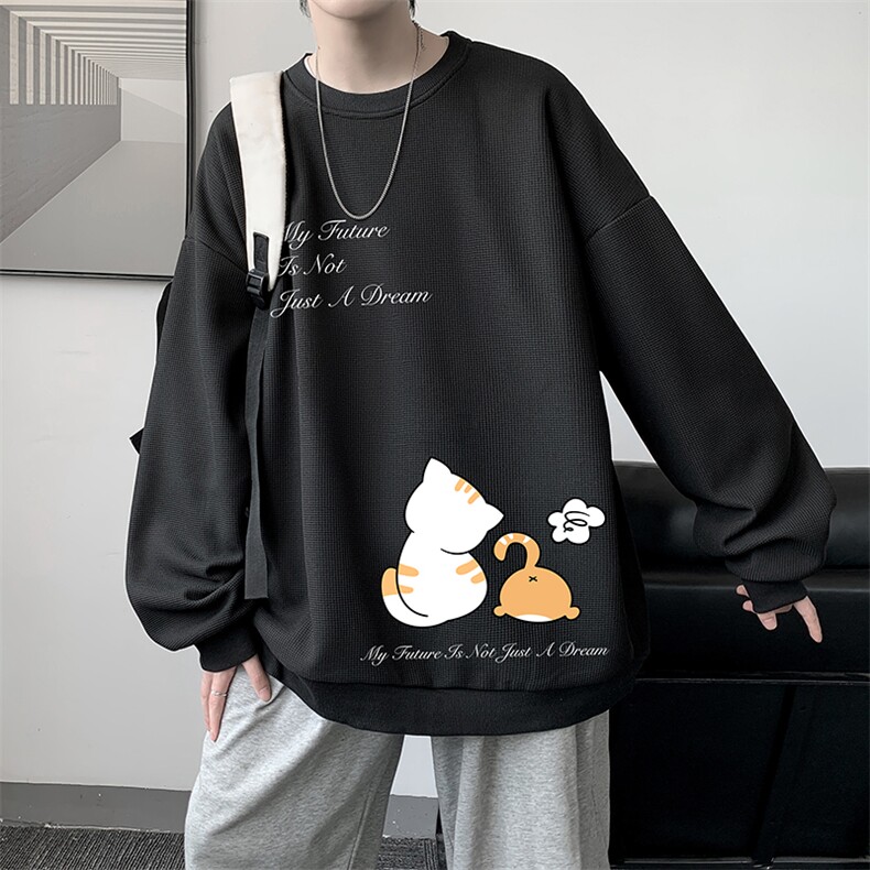 华夫格卫衣圆领卫衣男大码长袖t恤男外套HW76357-P30,男装卫衣,电商A040
