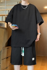 ！2025夏季新款男士字母提花短袖套装学生一套HTZ259特P45，男装T恤，电商B220