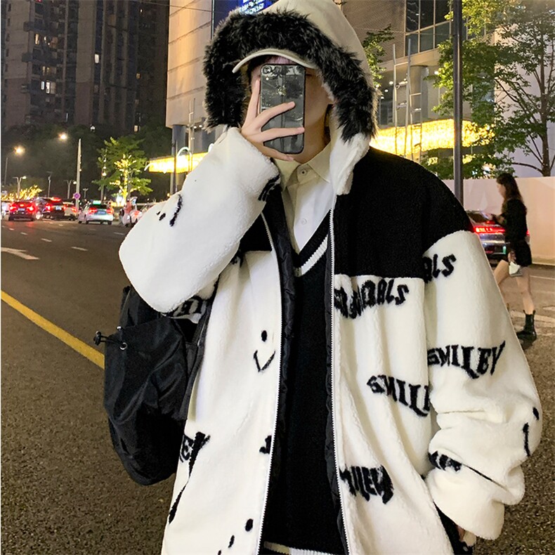 冬款加绒加厚棉衣羊羔绒潮流外套青少年ins男装MY107P105控价138图片