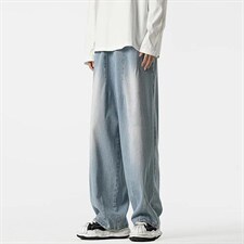 1506/QN180/P50美式高街黑灰渐变阔腿痞帅宽松拖地牛仔裤，男装牛仔裤，星座1506