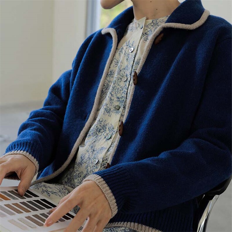 女士羊毛衫翻折领简约休闲时尚羊毛,女装羊毛衫,泰沅羊绒