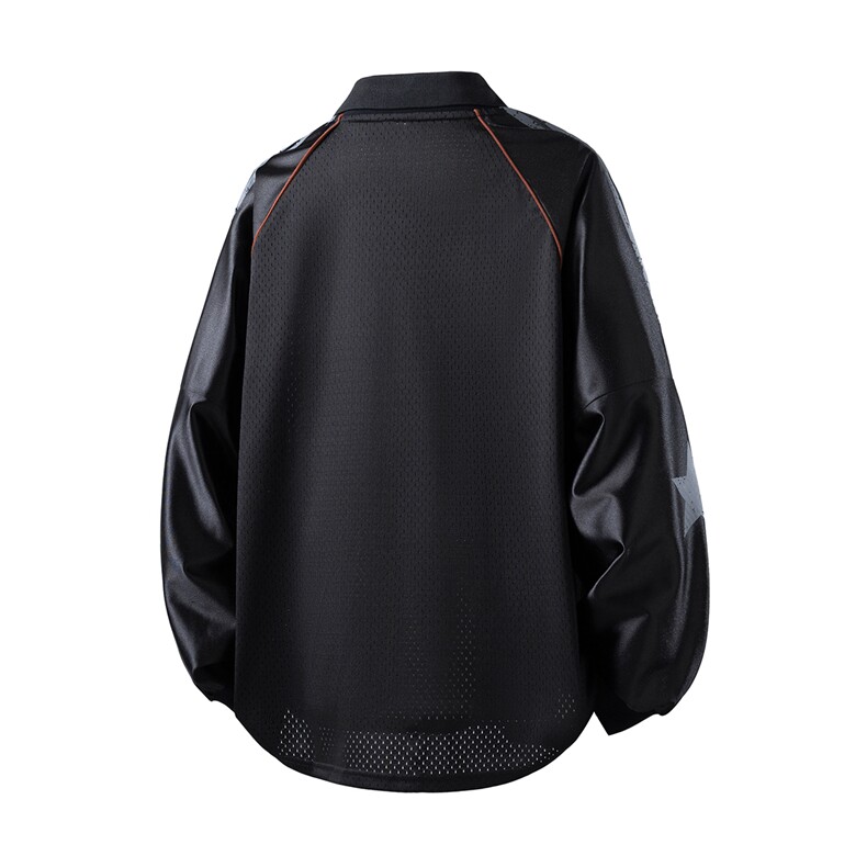 美式翻领POLO衫大码M-5XL插肩拼接V领球衣长袖T恤T78096P48控78,男装Polo衫,星座227-7