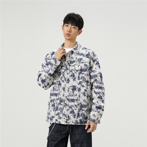 可二开定制扎染雾霾小香风面料大码M-5XL夹克男JK78082P79控128图片