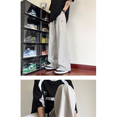 wassuphappy日系冰丝裤子男款夏季潮牌垂感直筒阔腿裤休闲运动裤，男装休闲裤，星座1005-4