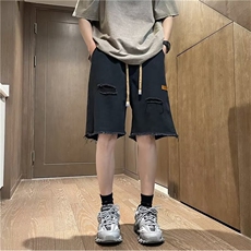 文艺潮潮流五分裤青春流行慵懒牛仔裤日系水洗时尚ins夏季男新款，男装牛仔裤，星座1013