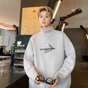 高质量！秋冬高领毛衣男士加绒加厚翻领针织衫男毛衣FL239-特p38图片