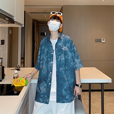 扎染衬衫五分袖男士外套bf风青少年潮流M328-P30，男装衬衫，星座1109-3
