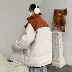 衣男冬季加厚保暖宽松拼接撞色立领服潮牌面包服W6275-P82，男装棉衣，星座512-3