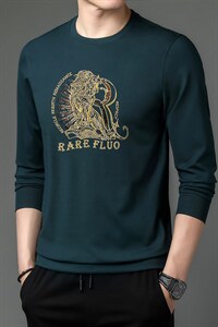 中年长袖男士圆领卫衣印花2023春秋季新款潮流男装休闲时尚上衣图片