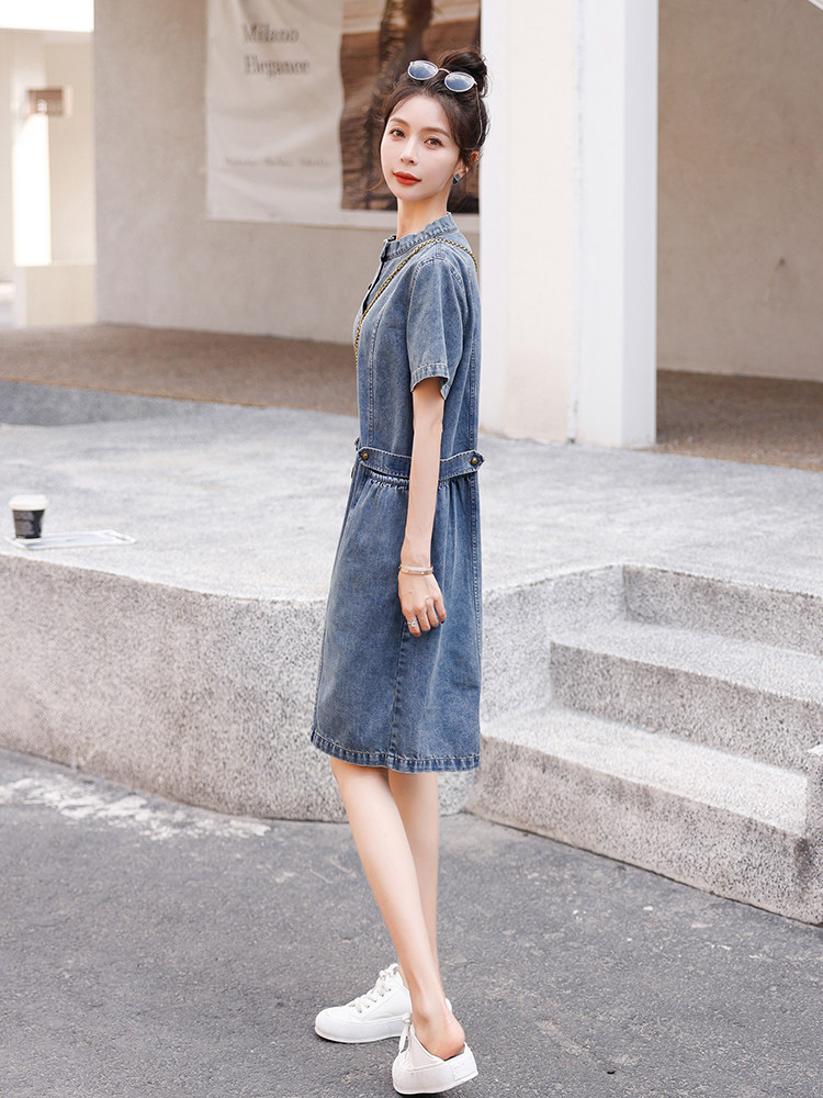 欧货复古气质牛仔连体裤女2025夏季新款休闲宽松阔腿工装连衣短裤,女装连体裤,秋水欣儿