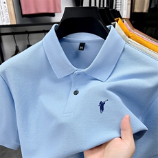 全棉丝光棉绣小保罗全棉短袖POLO，男装T恤，钱塘207-1