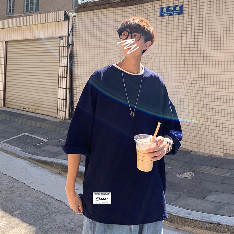 Q11062-P30春夏季七分袖t恤男大码五分袖男短袖中袖,男装T恤,电商A040