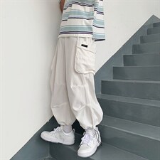日系工装休闲裤男港风潮牌阔腿百搭新款宽松九分束脚裤K772-P35，男装工装外套，星座1008-2