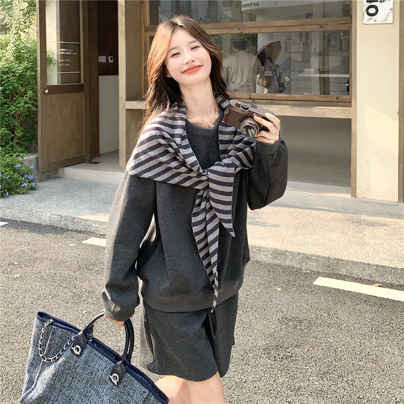 春季卫衣套装两件套卫衣+短裤披肩C111-2602-P170-K278,女装套装/套裙,2C111