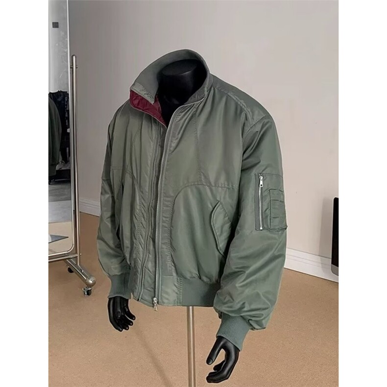 廓形宽松短款飞行员棉服男冬季加厚夹棉保暖棒球服夹克外套，男装夹克，星座506A