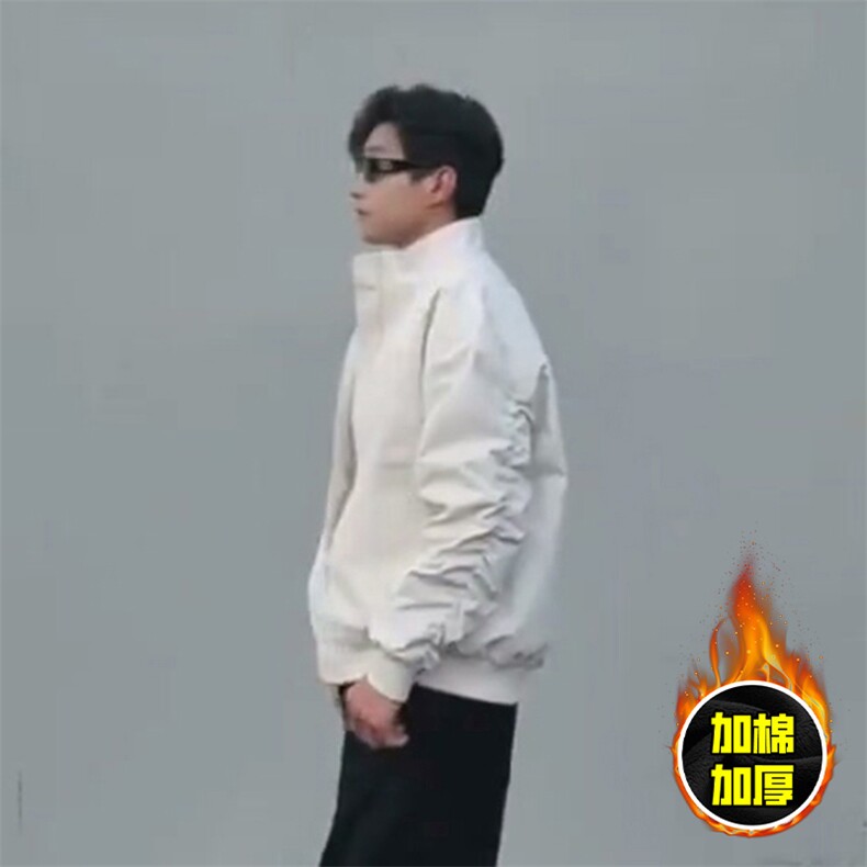 现货秋冬季美拉德立领飞行立领夹克boxy廓形棉衣高街加厚加棉外套,男装夹克,电商A486