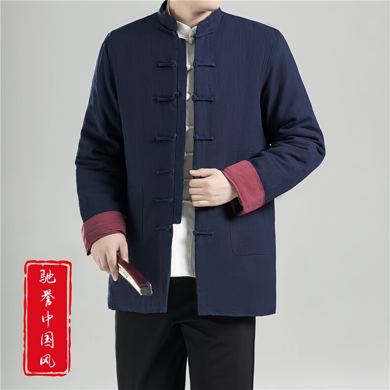 现货高品质冬季风男装保暖棉衣唐装加厚大码外套8685-P185图片