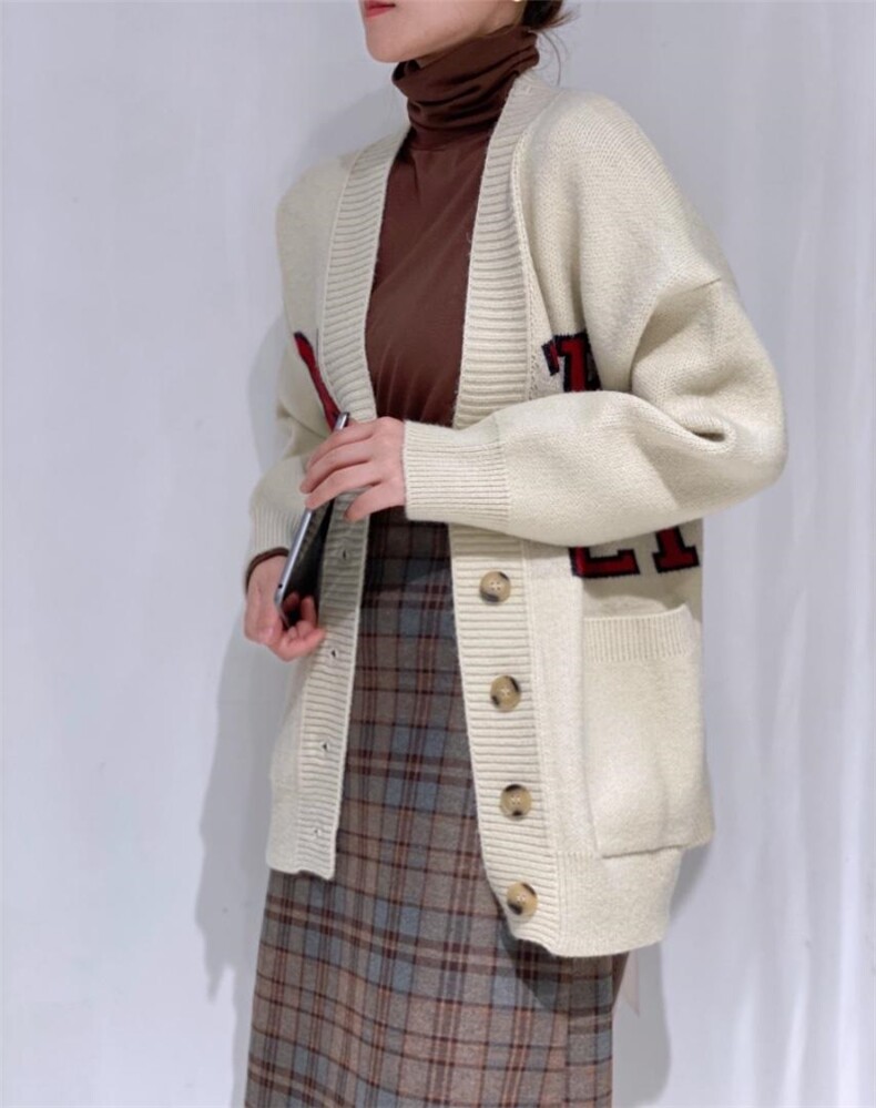 字母开衫外套，其它，驿谷