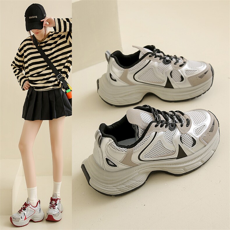 春季新款韩版透气老爹鞋女ins学生休闲鞋女厚底跑步女鞋，女鞋休闲鞋，电商A223