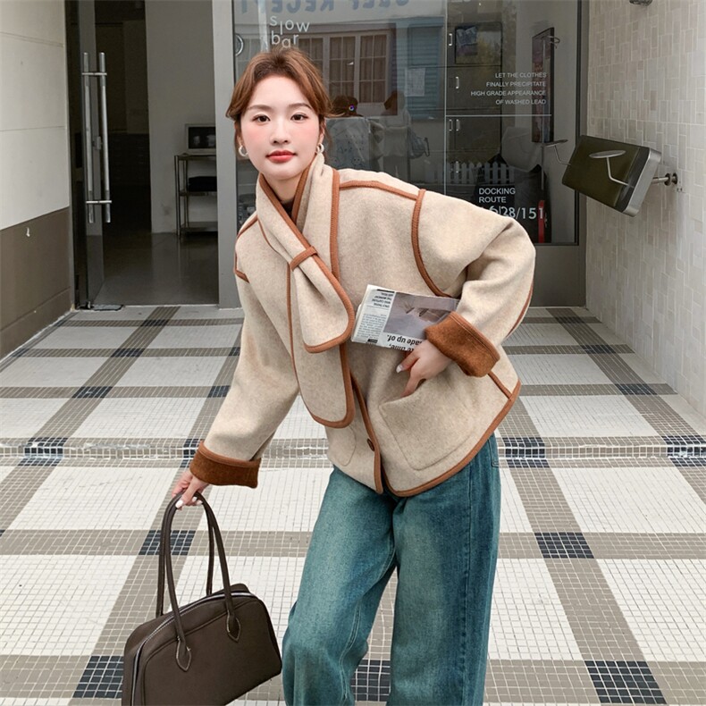 210-3289-P185-k2582025年冬季韩系围巾款小香风上衣2025新款,女装短外套,浙宝210（原浙宝191）