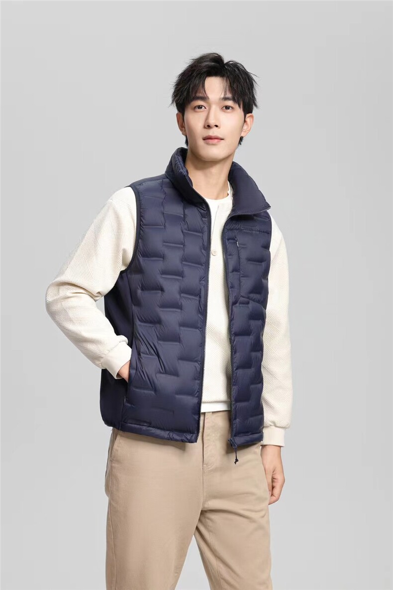 2025年秋季立领直筒型青春流行马甲，男装背心/马甲，牛米欧羽绒服工厂店