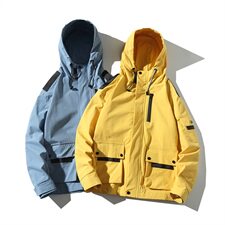 2021春秋季新日系水泥墙大码男工装大口袋连帽外套夹克J980-P75，男装夹克，电商A001