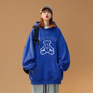 克莱因蓝宽松中性港风卫衣男加绒加厚外套X416B-1-WL187-P45 限58图片