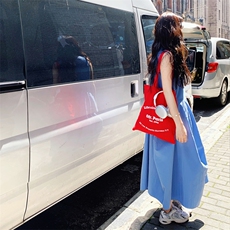 法式气质蓝色无袖背心连衣裙女夏2025新款小清新宽松别致绝美长裙，女装连衣裙，2C158