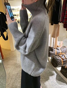 加厚高领毛衣女套头内搭秋冬季洋气外穿软糯慵懒风宽松针织衫上衣