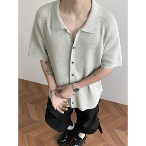 2025夏季新款弹性针织衬衫短袖翻领衬衣W8608-P43图片