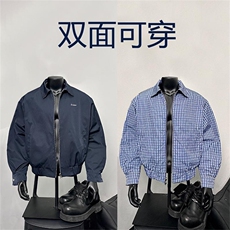两面穿翻领外套男春秋季美式小众复古百搭老钱风重磅夹克外套潮搭，男装夹克，星座302B-2