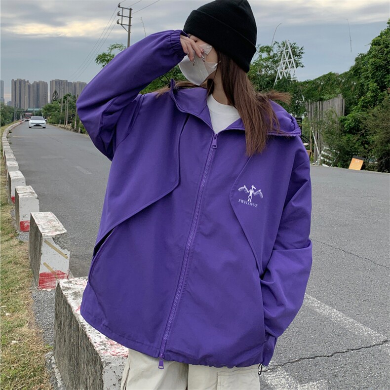 美式vibe拉链机能连帽冲锋衣女山系户外宽松外套防水MJK11P63,男装夹克,星座1116-2