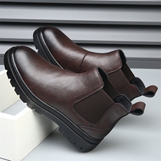 英伦风切尔西短靴男秋冬季套脚马丁靴高帮百搭烟筒靴机车工装鞋潮，男鞋切尔西靴，电商A223