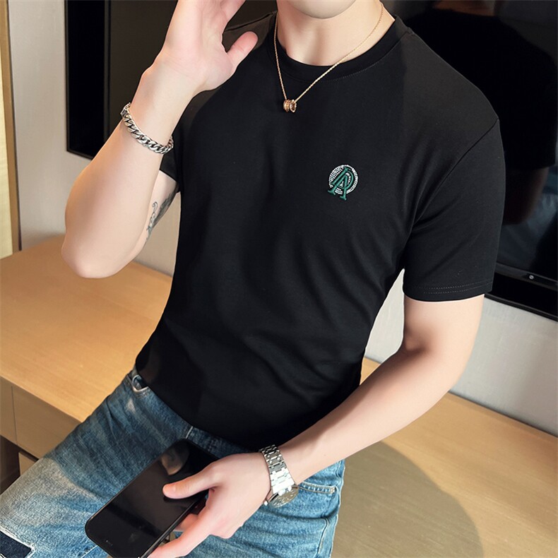 2024春夏新款圆领修身纯色短袖T恤男5765-p45,男装T恤,电商D303
