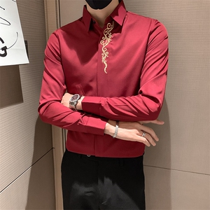 2025春秋季新款男士刺绣长袖衬衫社会小伙衬衣 301A-1/CS58/P55图片