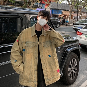 美式街头黄泥水洗做旧复古牛仔衣男女宽松潮牌夹克外套JK5526/P78图片