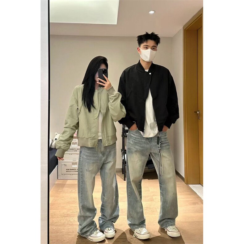 【网图】B221美式ins高街重工艺宽松微喇牛仔裤LK24388-P55控78,男装牛仔裤,电商B221