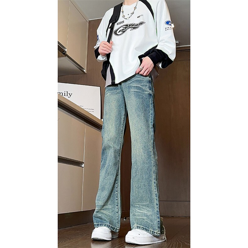 美式高街vibe重工艺做旧水洗hiphop喇叭牛仔裤货号K2402P60,男装牛仔裤,电商A063