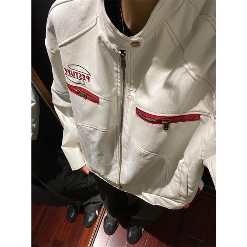 网络图现货美式高街皮衣机车服男女同款宽松潮牌夹克外套R966-P78,男装夹克,星座1005-6