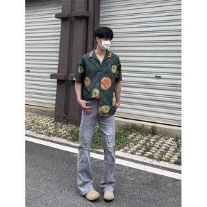 cleanfit夏季弹力牛仔裤男美式高街vibe裤灰色水洗做旧牛仔裤图片