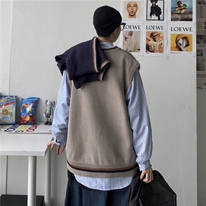 秋冬港风加厚针织衫V领毛衣马甲背心JKDK学院风制服男女 W09/P55图片