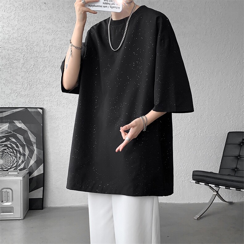 8XL-M特大码满天星短袖T恤男亮片oversize港风半截袖DX316P16,男装T恤,电商D206-1
