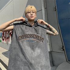 麂皮绒连帽背心坎肩男T恤美式港风JLB462-P30控48，男装背心/马甲，电商B370