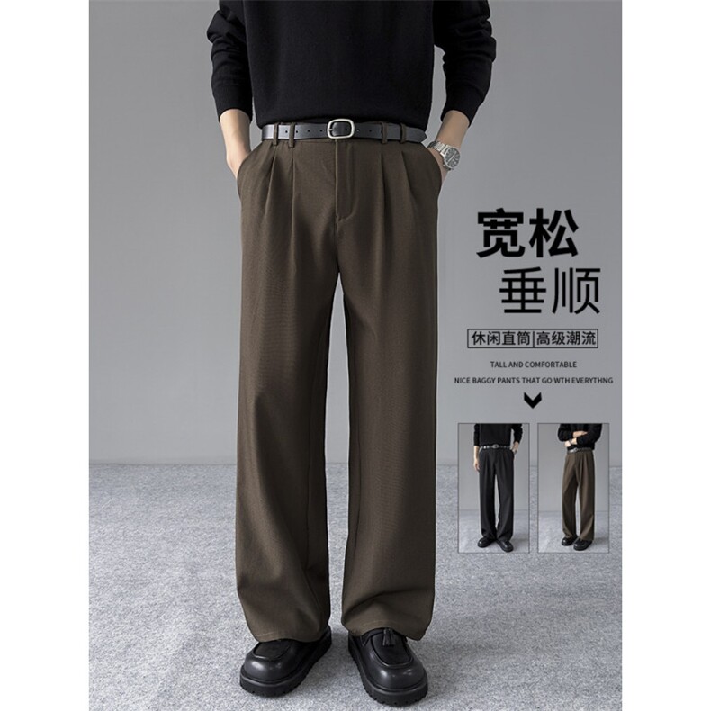 春季新款西装裤男宽松直筒垂感坠感高级感纯色西裤ins潮休闲长裤，男装西服套装，星座410-6（原星座1304-1）
