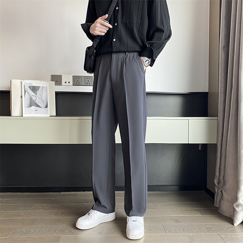 冰丝垂坠感休闲长裤男秋季小西裤大码西装裤子217-2-HK2358-P45,男装西服套装,星座217-2