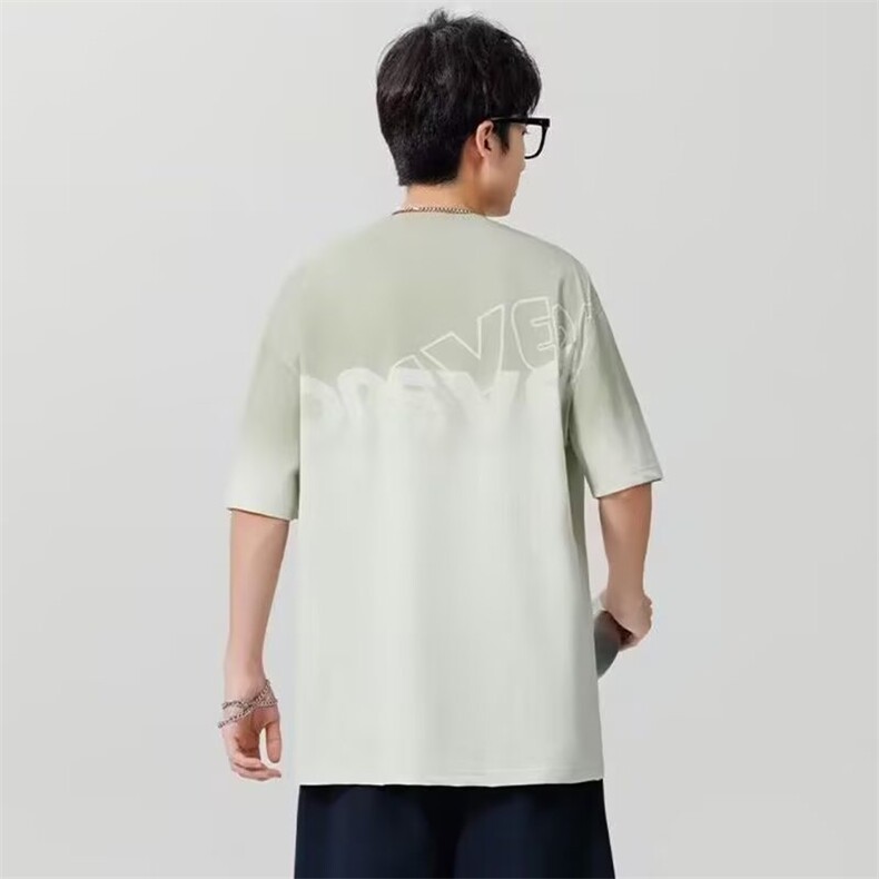 渐变印花短袖男夏季新款宽松t恤男半袖青少年潮流痞帅休闲T恤男,男装T恤,星座506A